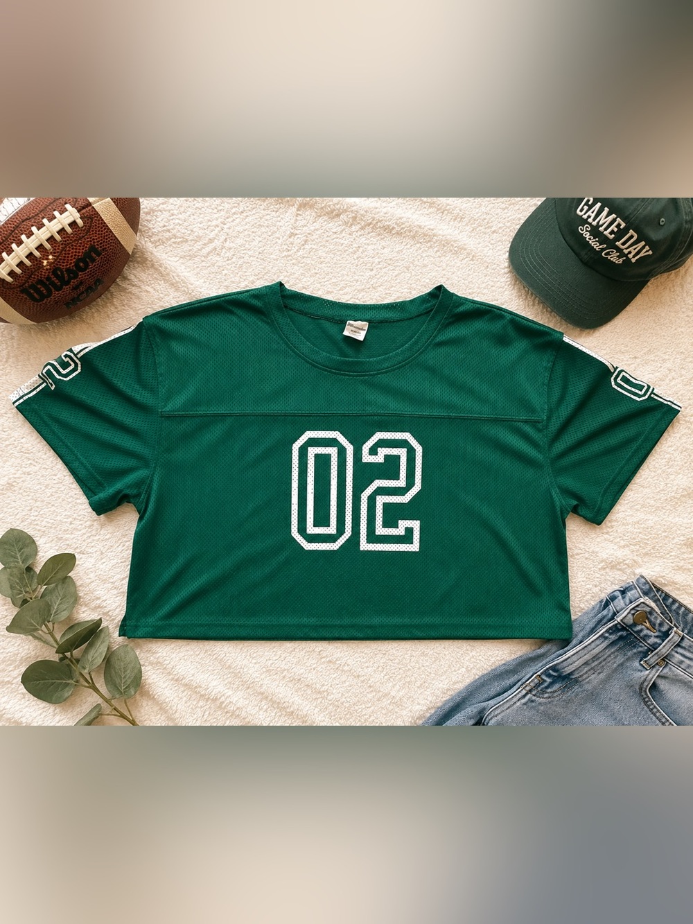No Boundaries Green Mesh Cropped Football Jersey Top Y2K XL 16-18